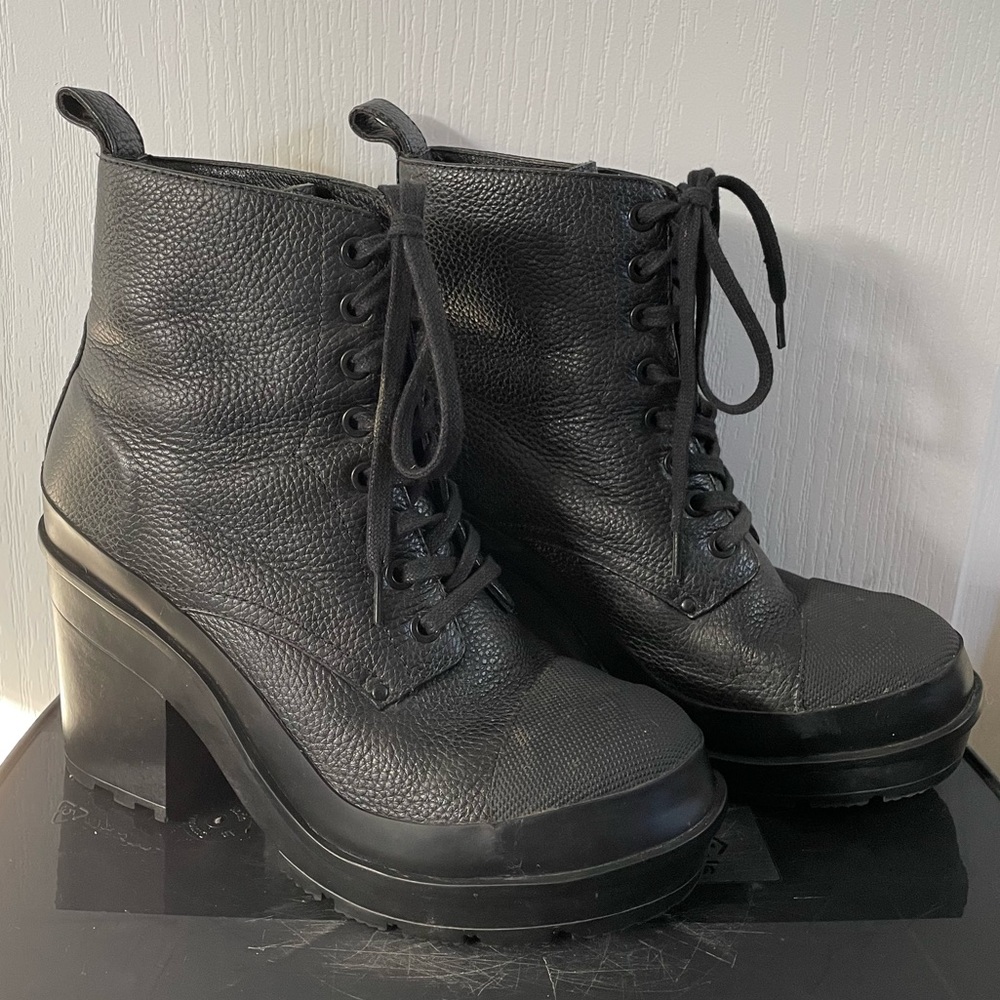 Hunter Platform Leather Heeled Booties